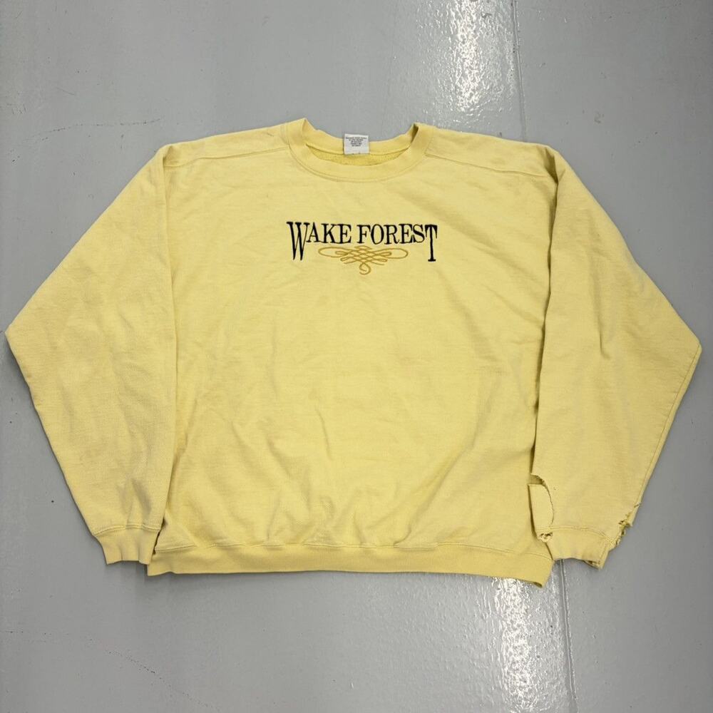 Vintage 90s Wake Forest University Yellow Boxy Sweatshirt